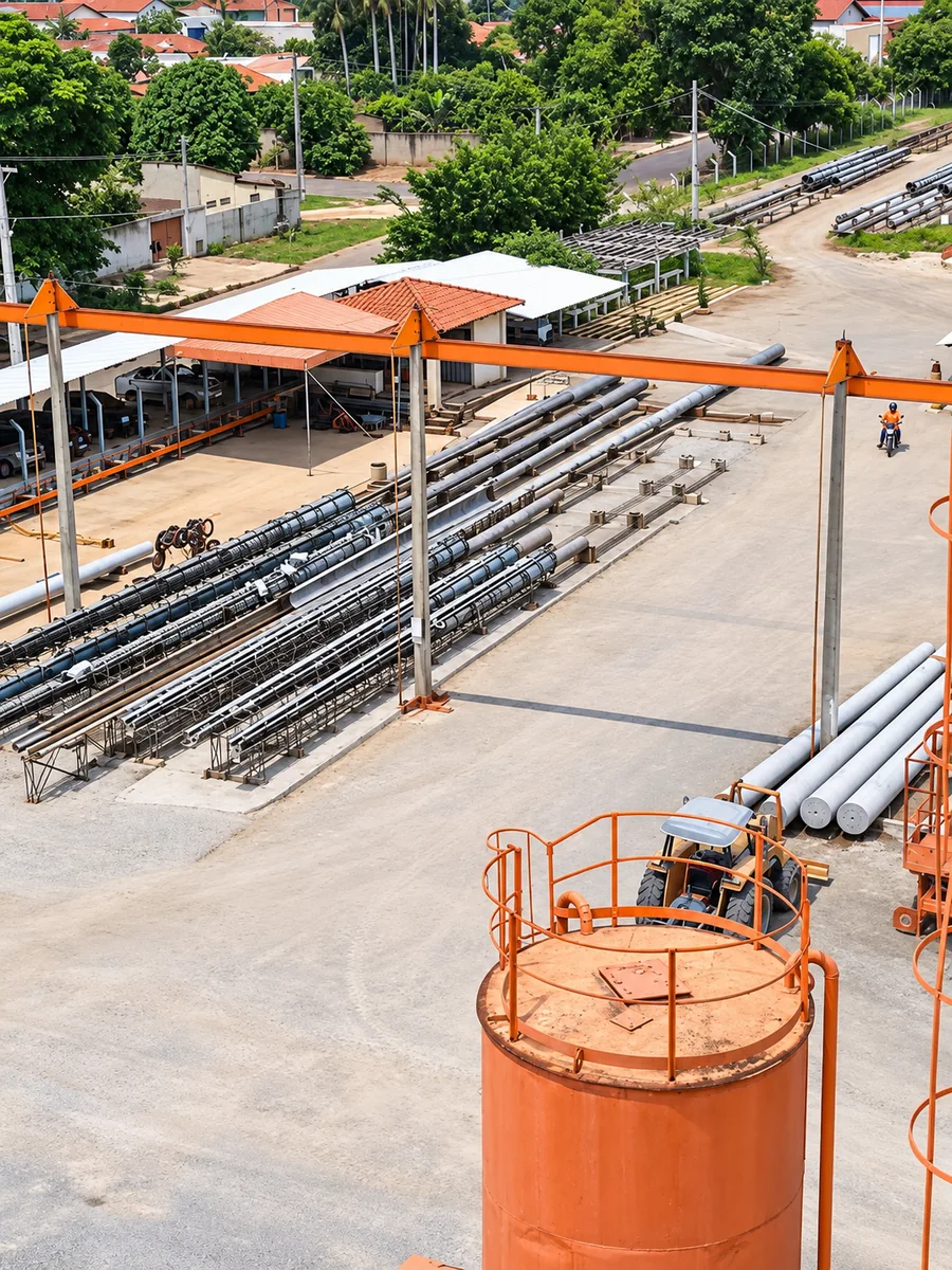 Área de produção de postes de concreto